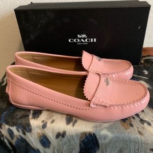 Coach size 9.5 patent leather pink loafers